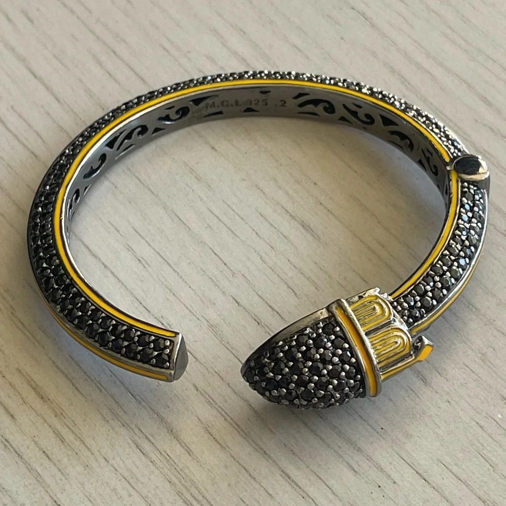 Matthew Campbell Laurenza MCL Yellow Deco Black Sapphire Bracelet - Picture 2 of 7
